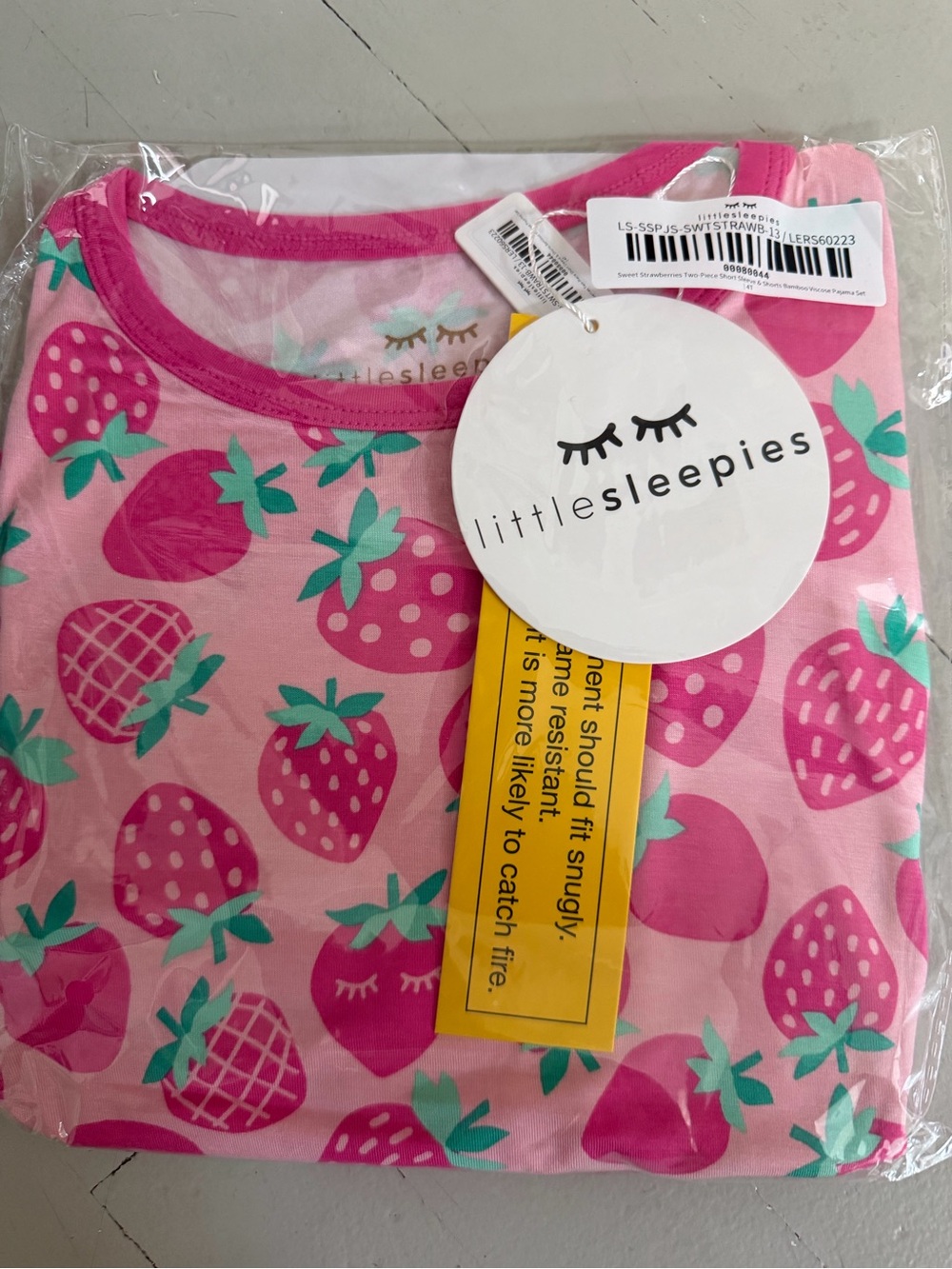Little Sleepies Pink Strawberry Print Pajama short sleeve and shorts Set